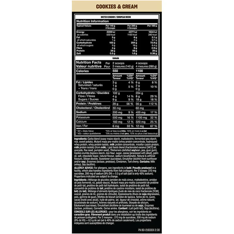 Mutant - MASS 15lbs - 5 saveurs