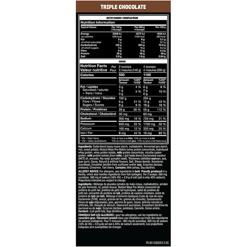 Mutant - MASS 15lbs - 5 saveurs