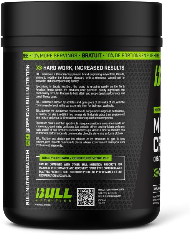 Bull Nutrition - Créatine 220 Portions 1105g